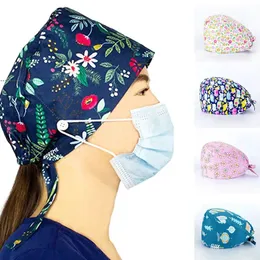 Beanie Skull Caps Unisex Pet Grooming Clinic Hats Floral Printing Health Services Cap Hattar Nurso Accessories Kirurgi Doctor Work 231005
