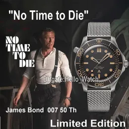 GDF Yeni Diver 300m 007 James Bond 50th Ölmek İçin Zaman Yok Siyah kadran Miyota 8215 Otomatik Erkekler İzle 210 90 42 20 01 001 Mesh Strap W241G