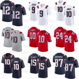 Maglia da calcio personalizzata Ezekiel Elliott Matthew Judon Youth Gonzalez Mac Jones Tom Brady Bailey Zappe Mike Gesicki Rhamondre Stevenson JuJu Smith-Schuster Donna