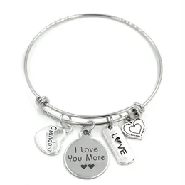 New Arrival Stainless Steel Bracelet Adjustable Wire Bangle Family Charms Bracelet Grandma Gifts Jewelry262f