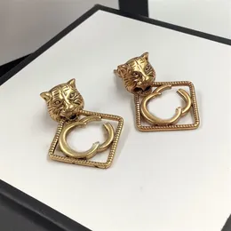Tiger Head Studs örhängen Luxury Womens smyckesdesigner Studörning Kvinnor Guldörhängen av hög kvalitet Casual Goldn Hoop Earring D23088