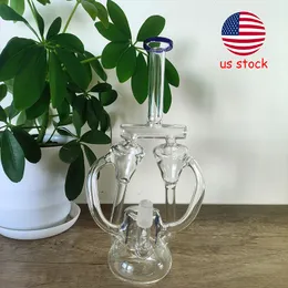 Premium 10" Free-Style Blue Glass Bong with Dual Funnel Percs