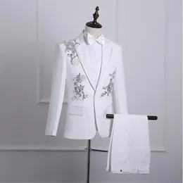 Mens Floral Bling paljetter passar formella kappbyxor Party Jackets Costume Tie B622538
