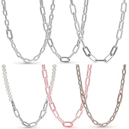 Pendant Necklaces Original Me Styling Freshwater Cultured Pearl Small Link Chain Necklace For Fashion 925 Sterling Silver Bead Charm Diy Jewelry 231005