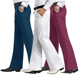 Spring Men's Flared Trousers Formal Pants Bell Bottom Pant Dance White Suit Size 28-30 31 32 33 34 36 37 210715220M