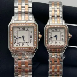 Kadınlar Yüksek Kalite 22*30/27*37 mm Kadran Altın/Sier Paslanmaz Çelik Kuvars Lady İzle Gül Altın Bant Buzlu Sapphire Üst düzey Zarif Bilek Saati Montre De Luxe