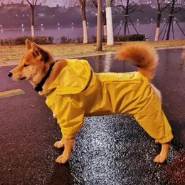 Hundkläder Golden Retriever Hooded Raincoat Samoyed Medium och Large Sized Full Package Four Legged Pet Big Clothes