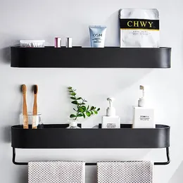 Bathroom Shelves Bathroom Shelf Rack Wall Mounted Shelves Bath Towel Holder Black Shower Storage Basket Kitchen Organizer Bathroom Accessories 230927