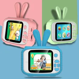 Toy Cameras Cartoon Rabbit Kids Camera Educational Toys 2 Inch HD Screen Children Kids Camera with Lanyard Mini Kids Camera with Card Reader 230928