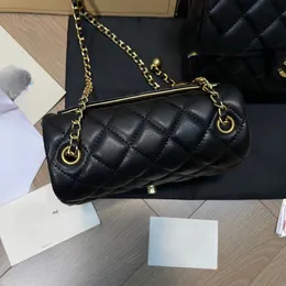 Bolsa de mão Bolsa de designer mini bolsa de ombro Preto rosa branco Bolsa alça ajustável Botão metálico mulher caviar de pele de cordeiro tira de ouro com coração de amor e bolsa de bola 20cm