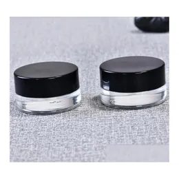 Packing Bottles Wholesale 100Pcs Food Grade Non-Stick L 5Ml Glass Jar Tempered Container Wax Dab Dry Herb With Black Lid Drop Delive Ot5Cd