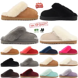 Australia Designer Fluffy Slipper Slippers Ug Coquette Scuffs Wool Shoes Sheepskin Fur Real Leather Classic Brand Casual Women Outside Fur Slides