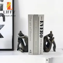 Decorative Objects Figurines LIFFY Human-Shaped Resin Non-Slip Decorative Bookends Set for Home Decorations of Bookshelves Study Desk Decorative Bookends 230928