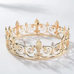 Metalowe korony i tiary dla mężczyzn Królewskie Król Crown PROM KATERY COSTUME Cosplay Hair Akcesoria Złote klipy Barrettes2817