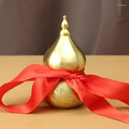 장식 인형 FENG SHUI 장식품 장식 Wu Lou Golden Gourd with Red Luck Strip Tassel Treasure 펜던트 침실 책상 램프 가져 오기