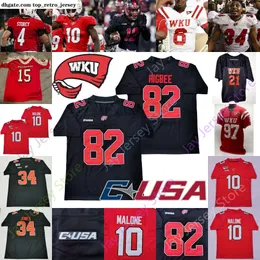 2022 Western Kentucky Hilltoppers WKU Football Jersey NCAA College 34 Juwuan Jones Kahlef Hailassie Upton Stout Kye Robichaux Bailey Zappe Michael Mathison