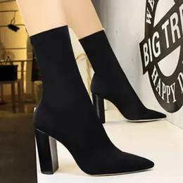 Boots Autumn Women Shoes Sexy High Heel Women's Winter Sock Boot Female Pointed Stretch Fabric Thin 2021 231005