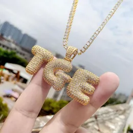 A-Z Anpassad namn Bubble Letters Halsband Mens Fashion Hip Hop Jewelry Iced Out Gold Silver Initial Letter Pendant Necklace252w