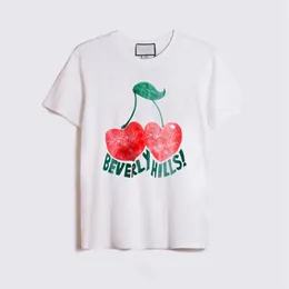 22S Beverly Hills Cherry Designer Tops T-shirt męska moda luksusowe ubranie krótkie rękawe kobiety punkowe niedźwiedzie list lato 284c