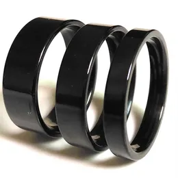 Whole 100pcs Mix lot of 4mm 6mm 8mm BLACK Flat band Comfort-fit 316L Stainless Steel Ring Unisex Simple Classic Elegant Jewelr263z