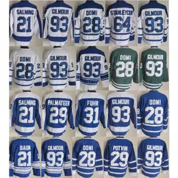 Mężczyźni retro hokej 93 Doug Gilmour koszulki 75. rocznica 29 Mike Palmateer 21 Borje Salming 64 Stanleycup 29 Felix Potvin Vintage Classic Classic