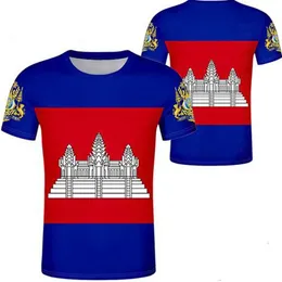 Kambodia T Shirt DIY Niestandardowy numer nazwy Khm Country T-Shirt Nation Flag Kh Khmer Cambodian Kingdom Print Po ubrania 273n