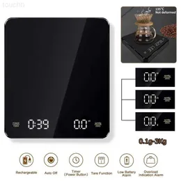 Smart Scales Coffee Electronic Scales Pour Over Espresso 3kg 0.1g LED Auto Timer Smart Kitchen Scale Built-in Battery USB Charging L23105