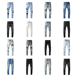 Designer heren jeans hiphop mode rits gat wassen jeans broek retro gescheurde vouw stiksels heren ontwerp motorrijden cool slank 268D