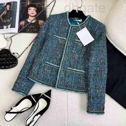 Jaquetas femininas designer 2023 outono e inverno novo conjunto alto em torno do pescoço francês elegante temperamento casaco de lã para mulher agj3