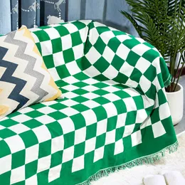 Blankets 130x180cm Colorful Grid Check Sofa Cover Chair Lounge Throw Blanket Tapestry Bedspread Outdoor Camping Towels 230928