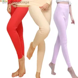 Women's Thermal Underwear Solid Color Women's Cotton Autumn Pants Fall Winter Thermal Underwear Bottoms Female Red Purple Apricot Elastic Waist TrousersL231005