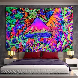Tapisserier Psychedelic Mushroom Mandala Tapestry Wall Hanging Bohemian Gypsy Tapiz Witchcraft 230928