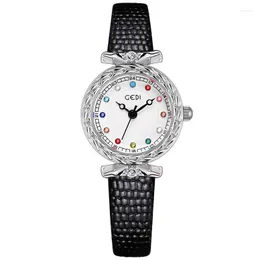 Relógios de pulso cobra padrão relógio de couro genuíno para mulheres à prova d 'água colorido strass luxo mulheres mini quartzo relógio de pulso negócios
