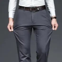 Mens Pants 5 Colors Classic Casual Elasticity Bekväm klänning Ankomster Män Hög midja Smart Suit -byxor 42 231005