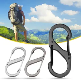 CARABINERS 10st Rostfritt stål S-typ Carabiner med Lock Mini Keychain Hook Anti-THE Outdoor Camping Ryggsäck Buckle Key-Lock Tool 231005