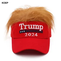 Bollmössor Donald Trump 2024 Cap USA Baseball Caps Top Of Wig President Hat 3D Emagroider Wholesale Drop Hats 230928