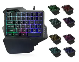 Profesjonaliści przewodowe klawiaturę gier Kolorowe podświetlenie RGB 35 klawisze Onehanded Membrane klawiatura Teclado Mecanico Gamer Keypad1685328
