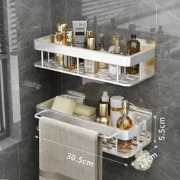 Bathroom Shelves Bathroom Shelf No-drill Wall Mount Corner Shelves Shampoo Towel Holder Kitchen Storage Rack Alumimum Bathroom Accessories 230927