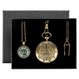 Pocket Watches Quartz Watch Necklace Gift Box Sets Retro Steampunk Fob Chain Pendant Timepiece Collection Antique Gifts Men Women