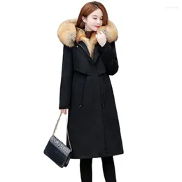 Women's Fur 2023 Mao CoatのHEW韓国語版には多目的な気質があり、長いファッションのフード付き学校が克服されていますTID