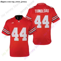 NEW American Wear State College NCAA Jerseys Ohio 2021 New Buckeyes Football Jersey 44 J.T. TUIMOLOAU Red Size S-3XL All Stitched Youth Adult
