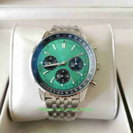 BLS FACTORY MENS Titta på bättre kvalitet 43mm Navitimer B01 Chronograph 43 Green Dial Sapphire Glass Watches Cal.01 rörelse Mekaniska automatiska armbandsur