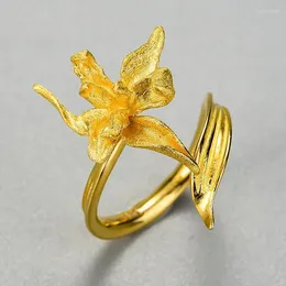 Cluster Rings Lotus Fun Luxury 925 Sterling Silver Unusual Elegant Iris Flower Leaves Adjustable For Women 2023 Trend Engagement Jewelry