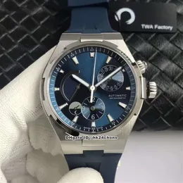3 Styles TWA 42mm Overseas Dual Time Power Reserve Cal 1222 SC Automatisk herrklocka 47450 000A-9039 Blue Dial Rubber Rand Gents W299N