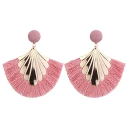 Stud FSUNION Bohemia Fan Shaped Tassel Earrings For Women Exaggerated Big Statement Fringed Earrings Vintage Dangle Earrings 231005