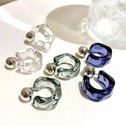 Stud Lady Korea Clear Acrylic Geometric C Shaped Hoop Earring Girl Trends Hanging Party Travel Diy Jewelry Gift 231005
