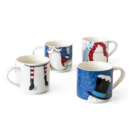Tumblers and Back Snowman Santa Stackable Porcelain Mug Set of 4 230928