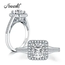 Ainuoshi Trendy 925 Sterling Silver 1 25 ct rund klipp halo ring engagemang simulerade diamant bröllop silver fyrkantiga ringar smycken y237b