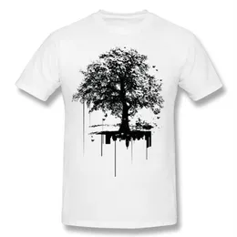 Brandneues Mann-Baumwoll-T-Shirt „Silent Tree Covering Noise City“ mit Rundhalsausschnitt und grünen Shorts für große Größen. Design-T-Shirt242L