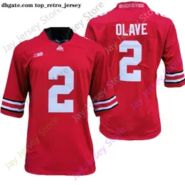 2020 Nova NCAA Ohio State Buckeyes Jerseys 2 Chris Olave College Football Jersey Vermelho Tamanho Jovem Adulto Tudo Costurado